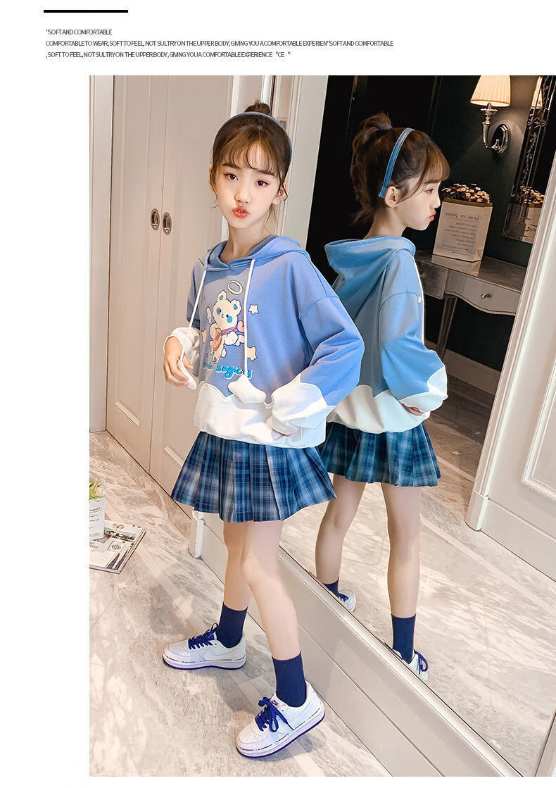 简霏女童jk套装秋季新款女孩衣服12-15岁女大童洋气儿童装中童百褶裙