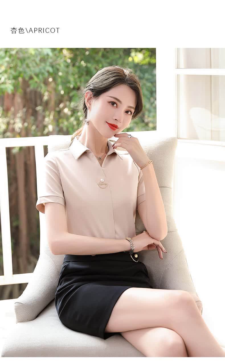 白衬衫套装职业装夏天短袖女生白衬衣女夏季时尚ol衬衣工作服正装女子