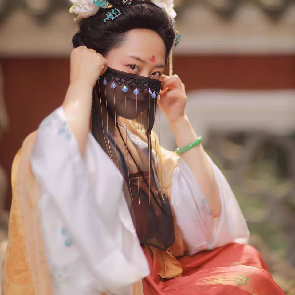 dicify新品面纱古风汉服原创古风面纱女遮面薄款轻纱流苏面纱女蒙面