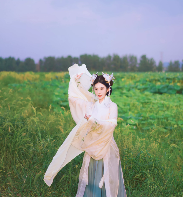 叽歪狗杜若改良汉服仙女清新淡雅襦裙古风服装中国风广袖魏晋风古装