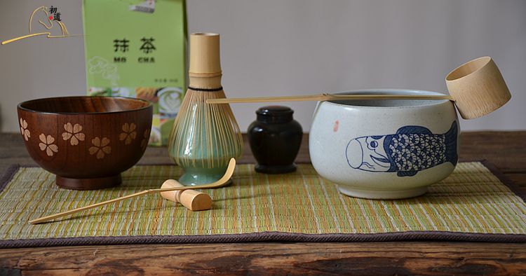 日本茶勺茶道茶会专用竹水勺茶勺 水瓢 竹茶具 舀水用具打水器 中号插