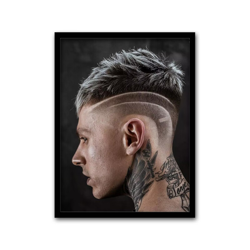 uhfw复古男士油头发型图片理发店发廊手艺人壁画美发