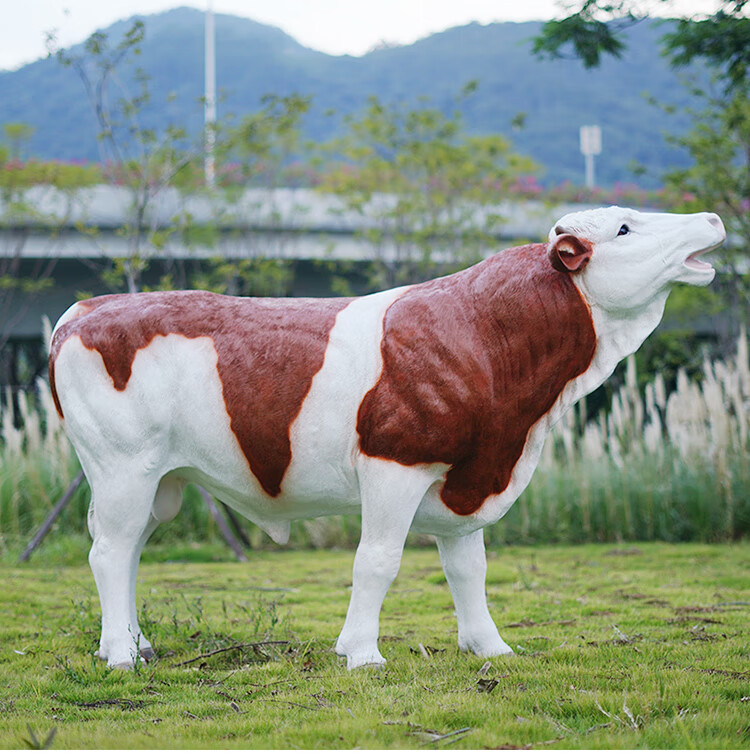 仿真大型假的黄牛雕塑室外草坪模型摆件西门塔尔牛园林景观装饰品小