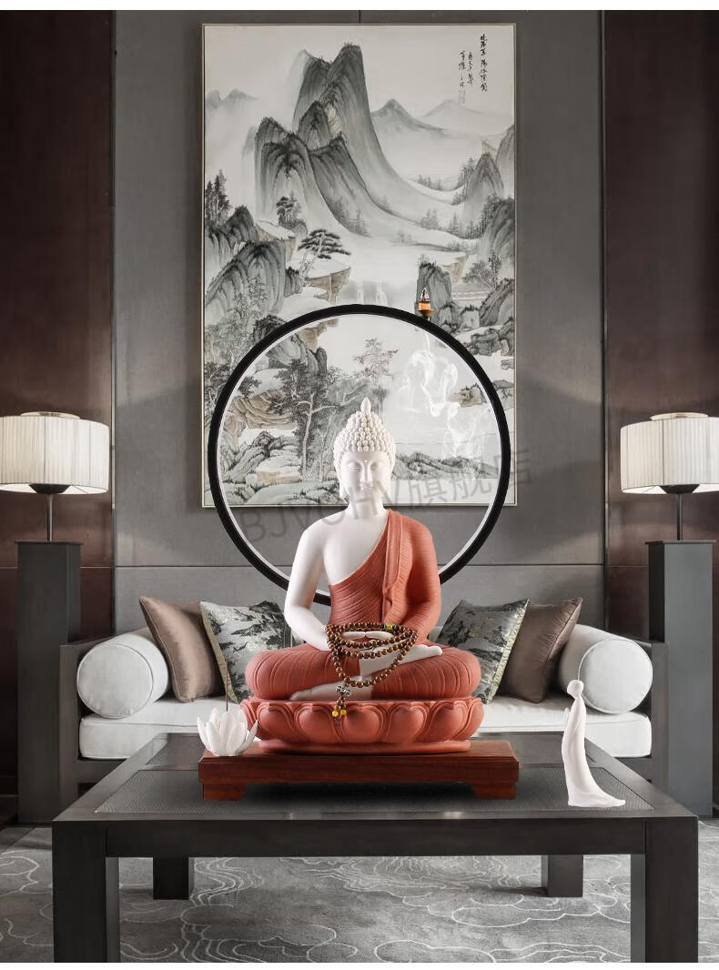 天祥缘 禅意如来佛像释迦牟尼佛摆件办公室佛堂创意泰式风情餐厅桌面