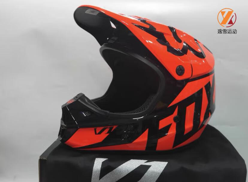 18款foxv1越野摩托车初级头盔越野atv utv林道耐力男女四级盔 fox橙
