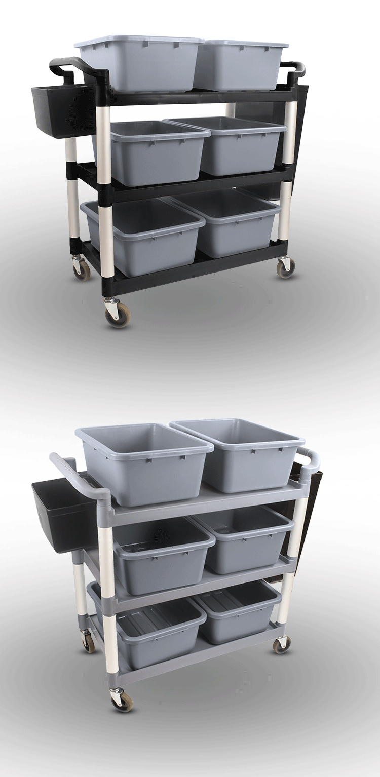 收餐车垃圾桶收碗车餐厅饭店三层手小推车酒店车上菜车塑料送餐车加厚