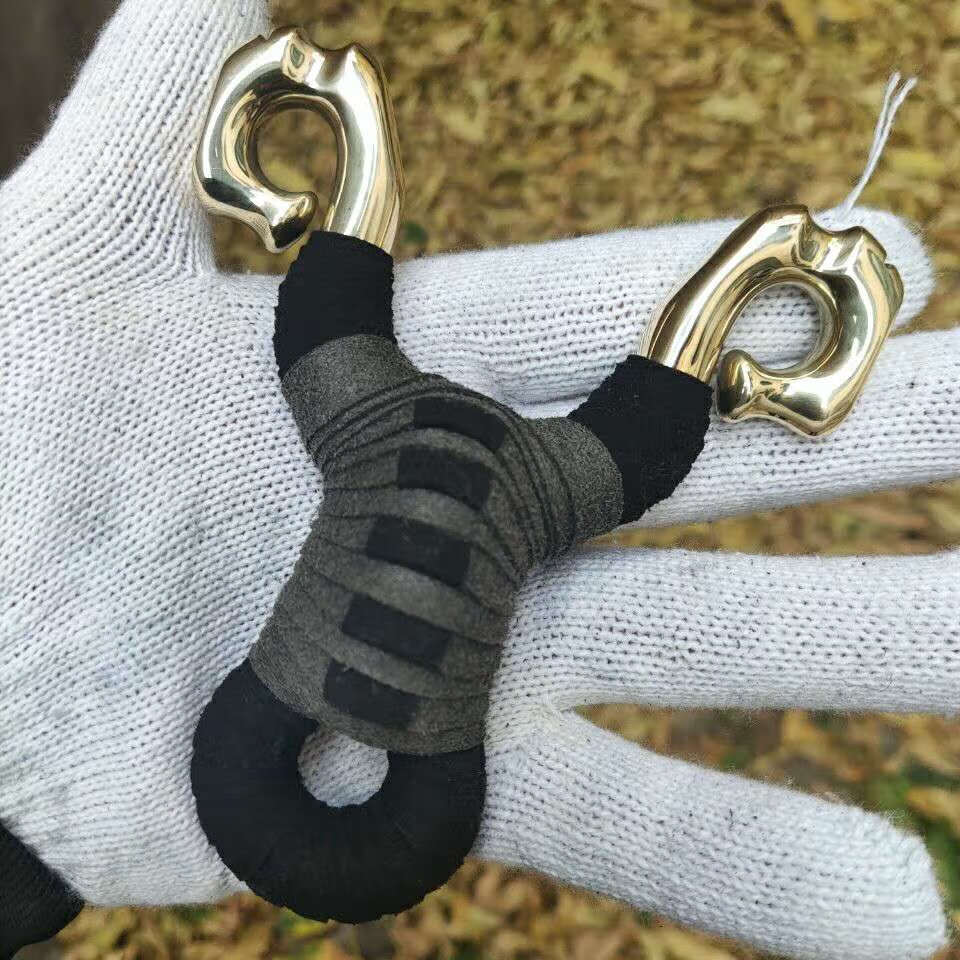 崛适纯黄铜手工冷弯传统战龙弹弓户外精准304不锈射击休闲玩具弹弓铜9