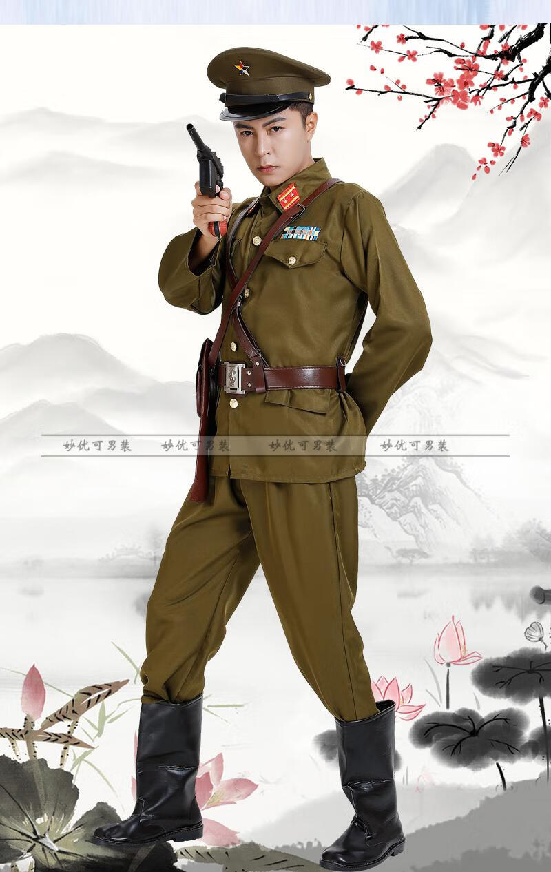 妙优可 抗日时期民国皇协军伪军二子服装演出保安队服装黄色舞台话剧