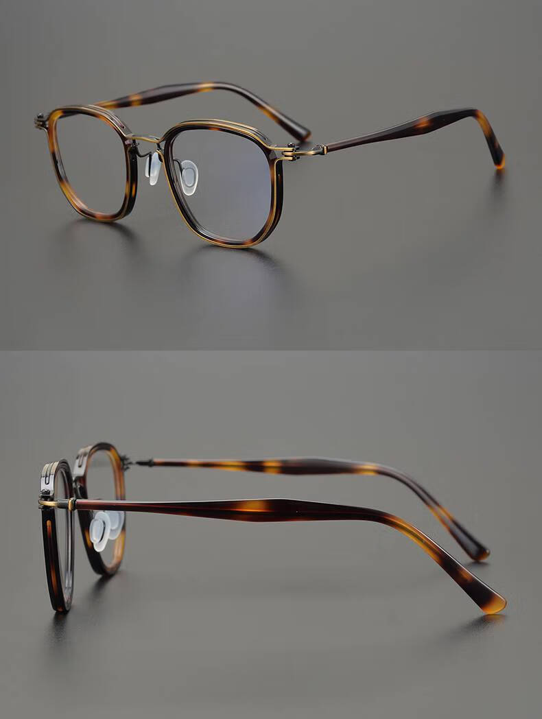 日本复古方框眼镜超轻纯钛男女手工可配近视防蓝光大脸板材眼睛架