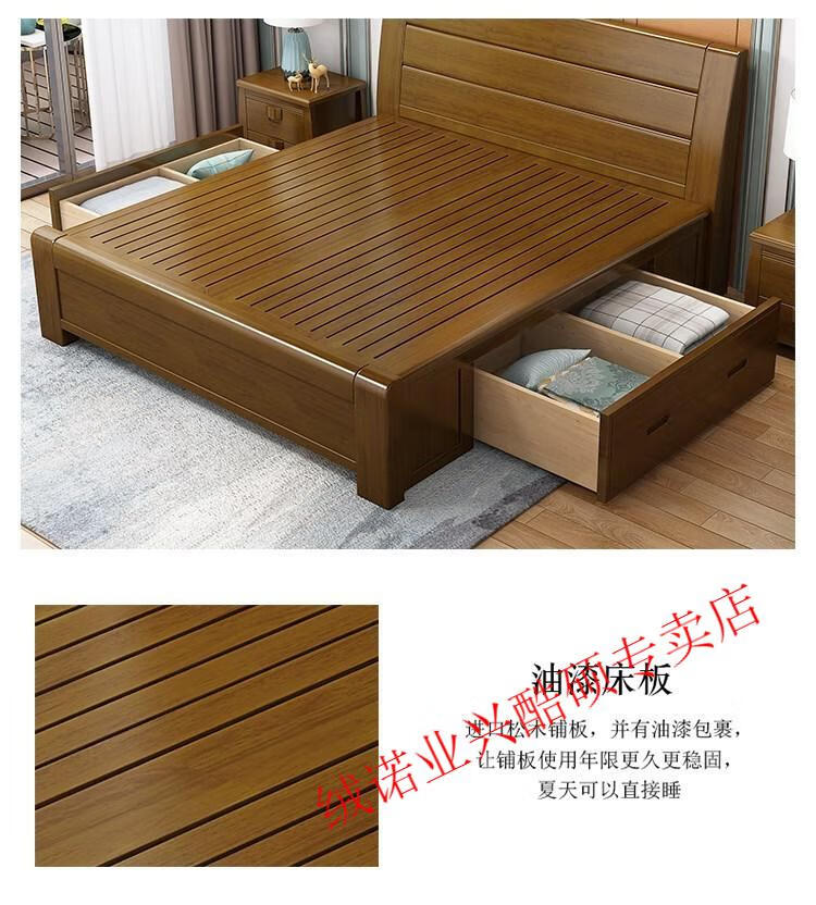 木头床加床垫老年人用的单人床海棠农村老式木头箱框结构床 床 10cm
