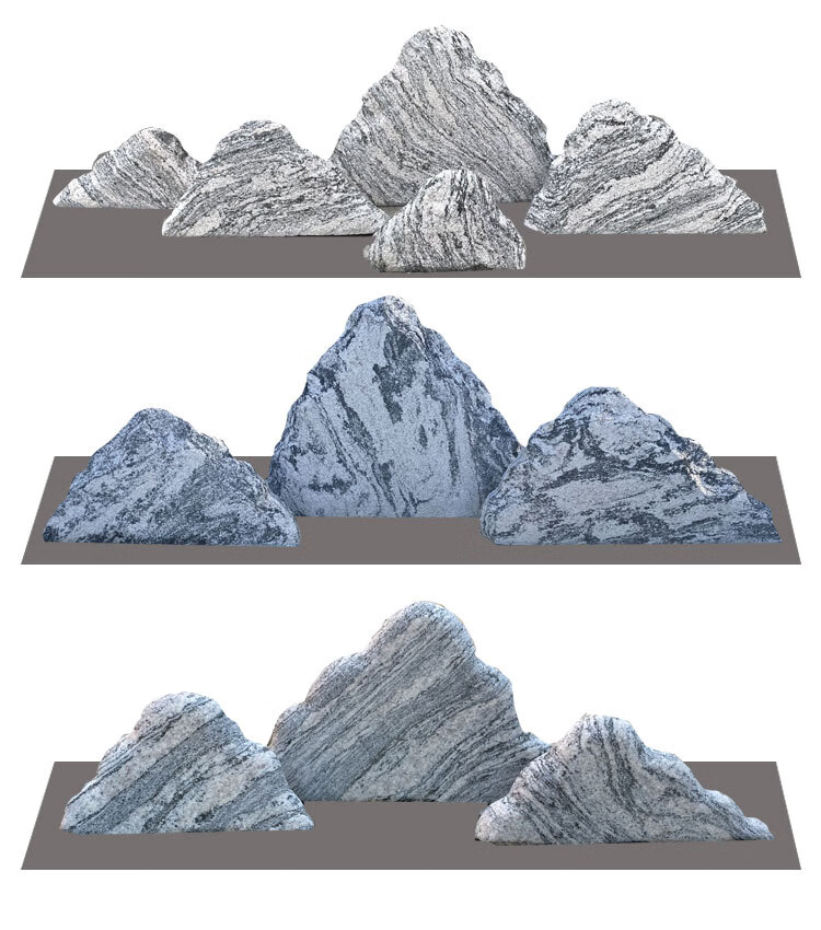 迎客松假树仿真大树雪浪石切片组合造景泰山石景观石假山石头庭院枯
