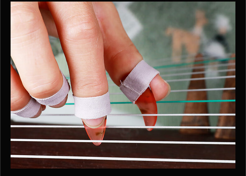 古筝指甲玳瑁色演奏级成人凹槽初学者儿童摇指义甲配件 烟波蓝【双弧