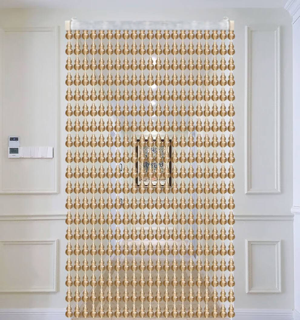 领跃腾信珠帘门帘夏季防蚊珠子挂帘家用隔断帘半帘免打孔串珠 大红