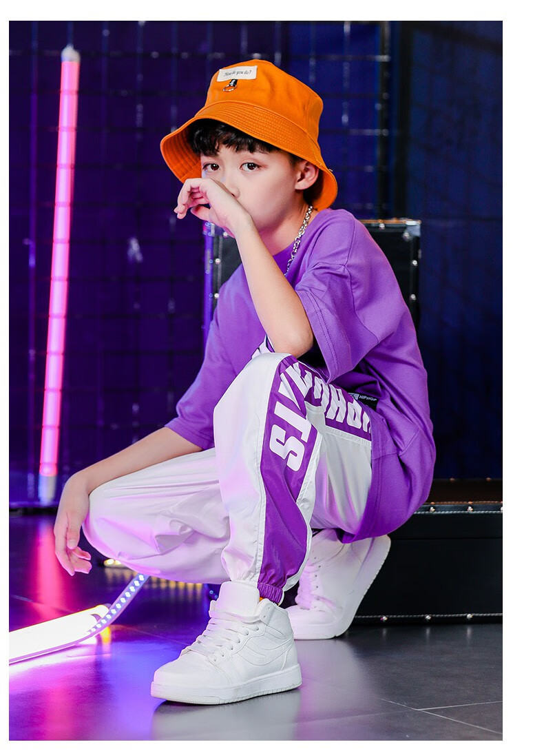 街舞服装男童儿童街舞潮服套装夏装男童嘻哈演出服短袖夏季裤子街舞