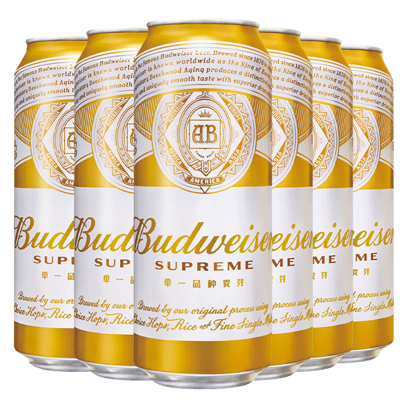 百威啤酒budweiser 麦香纯净麦芽 百威金尊经典黄啤酒500ml 18听装【