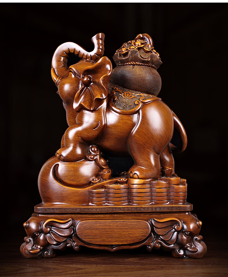 妙聚福大象摆件风水象一对家居客厅吉象装饰乔迁新居开业礼品中号右边