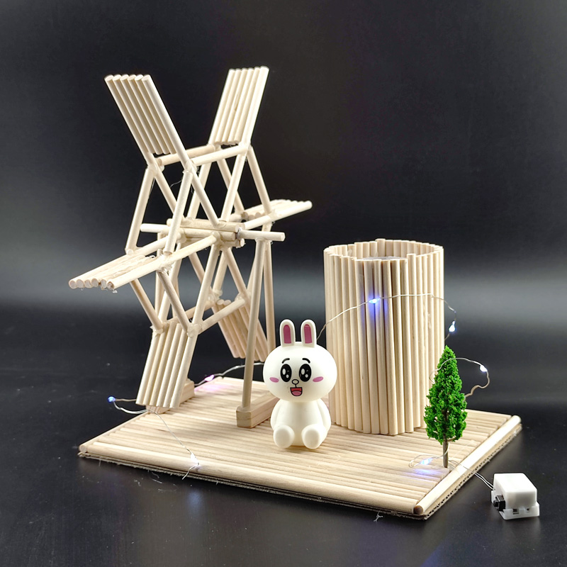立体构成材料圆木棒实木木棍一次性筷子 木条 风车diy手工制作 电动