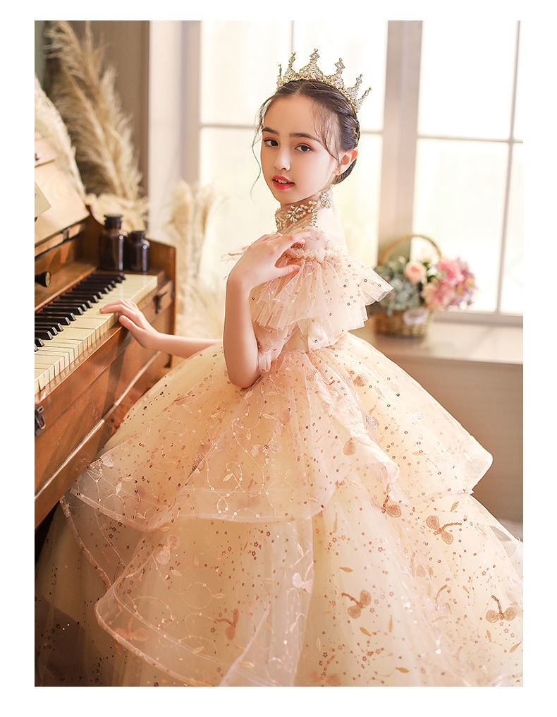 皮尔卡丹专柜品牌童装313岁8小女孩礼服儿童公主裙蓬蓬纱仙女童晚高端