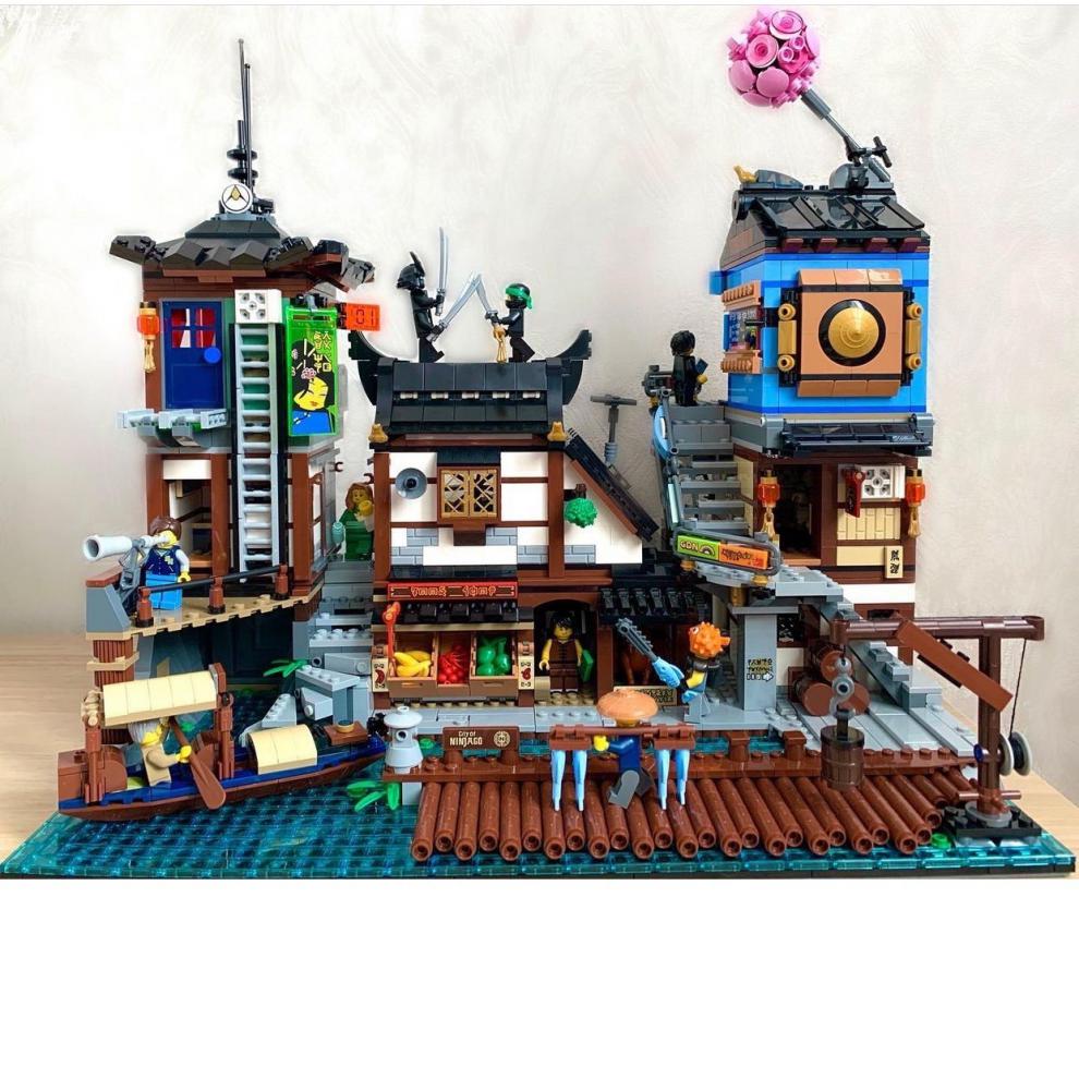 幻影忍者系列忍者花园城市总部大楼码头船成人高难度积木玩具 忍者城