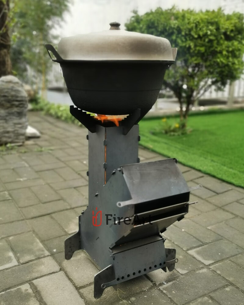 方之豪火箭炉户外烧柴炉猛火车载便携户外野炊具大号升级家用柴灶室外