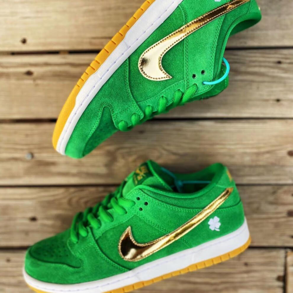 hikfc【莆田纯原】sb dunk绿金四叶草低帮金钩标情侣男女同款轻便休闲