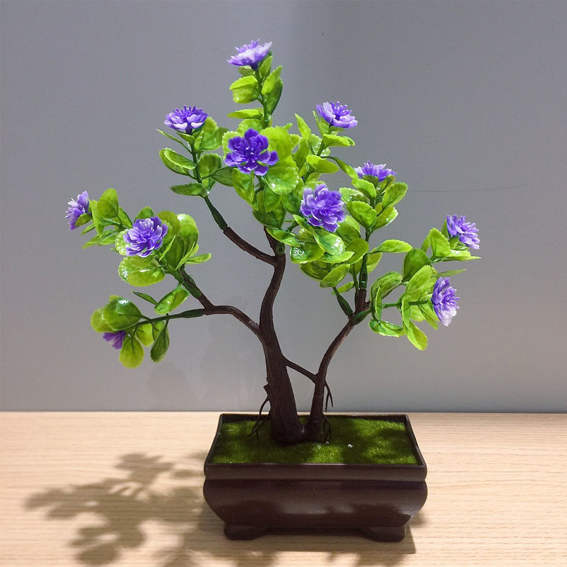 现货直发月牙仿真花盆栽假花塑料花盆景客厅装饰酒柜桌摆件家居装饰