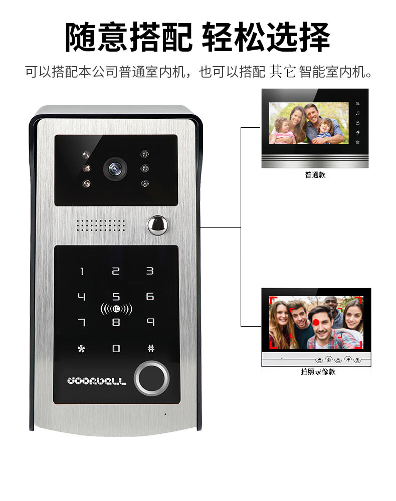 别墅大门可视门铃室外防水可视对讲门铃别墅大门指纹门禁磁卡密码电子