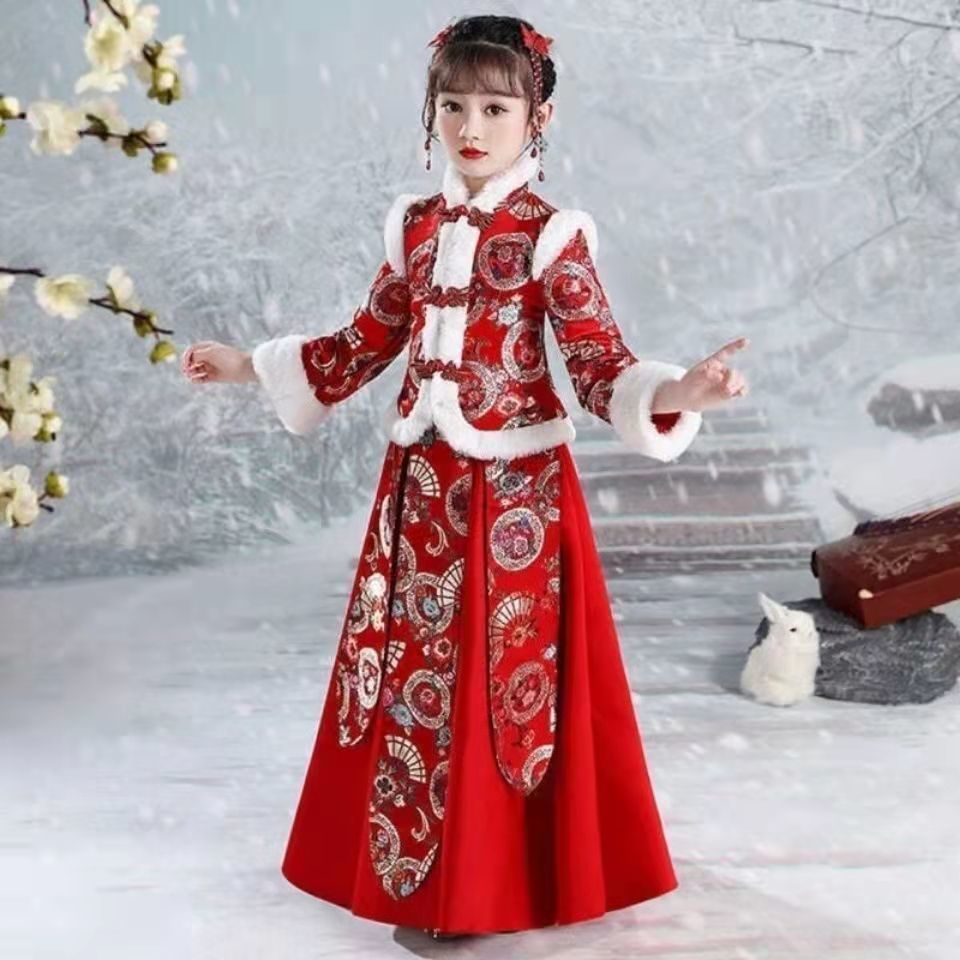 儿童汉服女童古风春夏女童汉服过年中国风冬装儿童装超