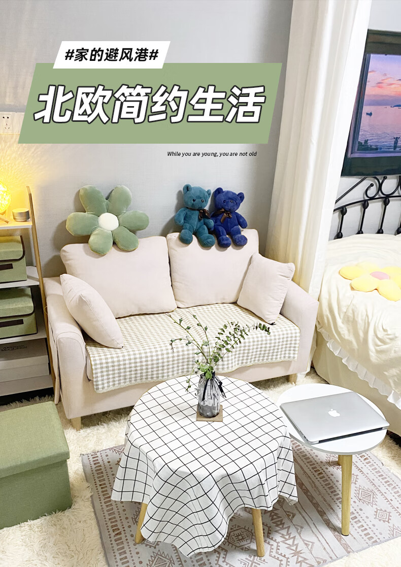 欧吉北欧卧室双人沙发小户型公寓简约现代经济型租房服装店网红小沙发 WY米白【可拆洗】 单人(72CM)