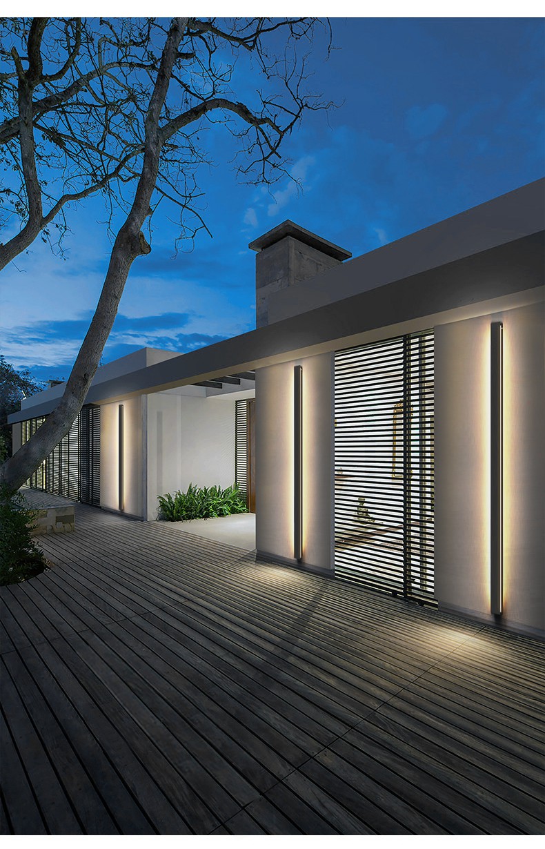 户外壁灯防水长条庭院室外洗墙灯led别墅外墙灯大门太阳能门前灯接电