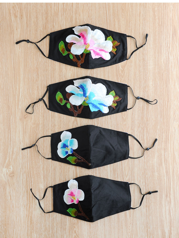 中国风刺绣口罩民族风立体绣花棉大码口罩春夏天季骑行防寒风防晒女