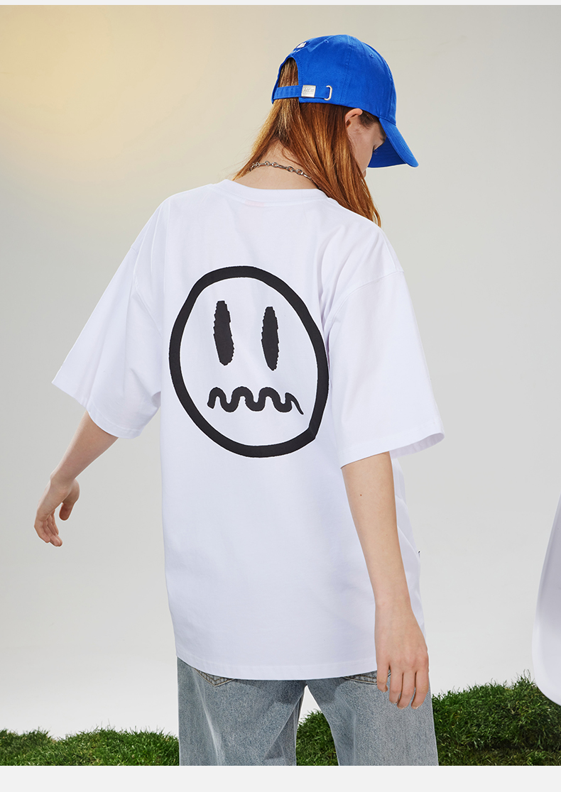 beasterstreetwear小恶魔鬼脸荧光印花短袖t恤嘻哈男国潮牌衣服蓝色xl