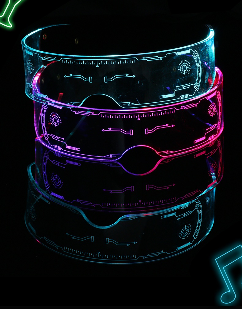 赛博朋克发光眼镜led未来感高科技网红个性搞怪蹦迪嘻哈科幻男女单边