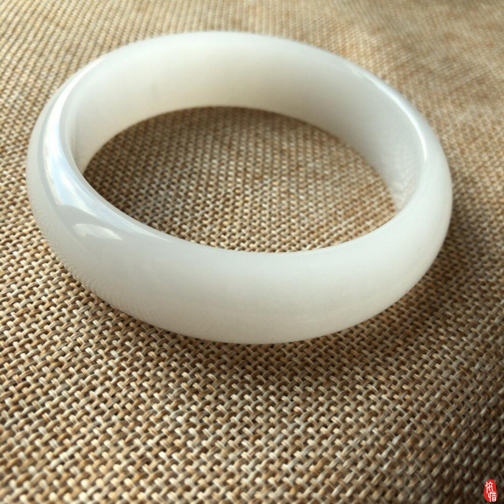 依惜 新疆和田玉羊脂玉手镯玉镯子新疆内蒙古阴山雪玉男女款 圈口59