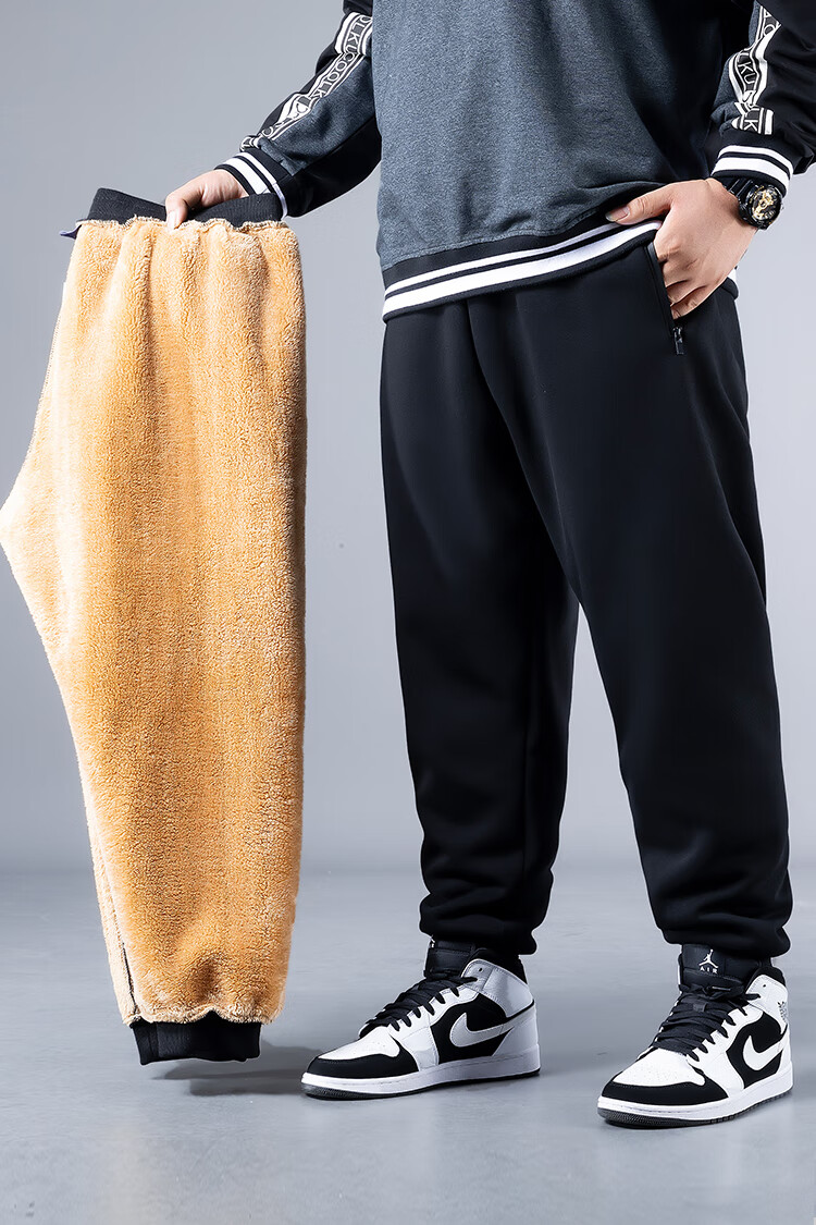 细熙300斤大码9xl肥佬羊羔绒裤子男士加绒加厚潮胖子宽松休闲长裤运动