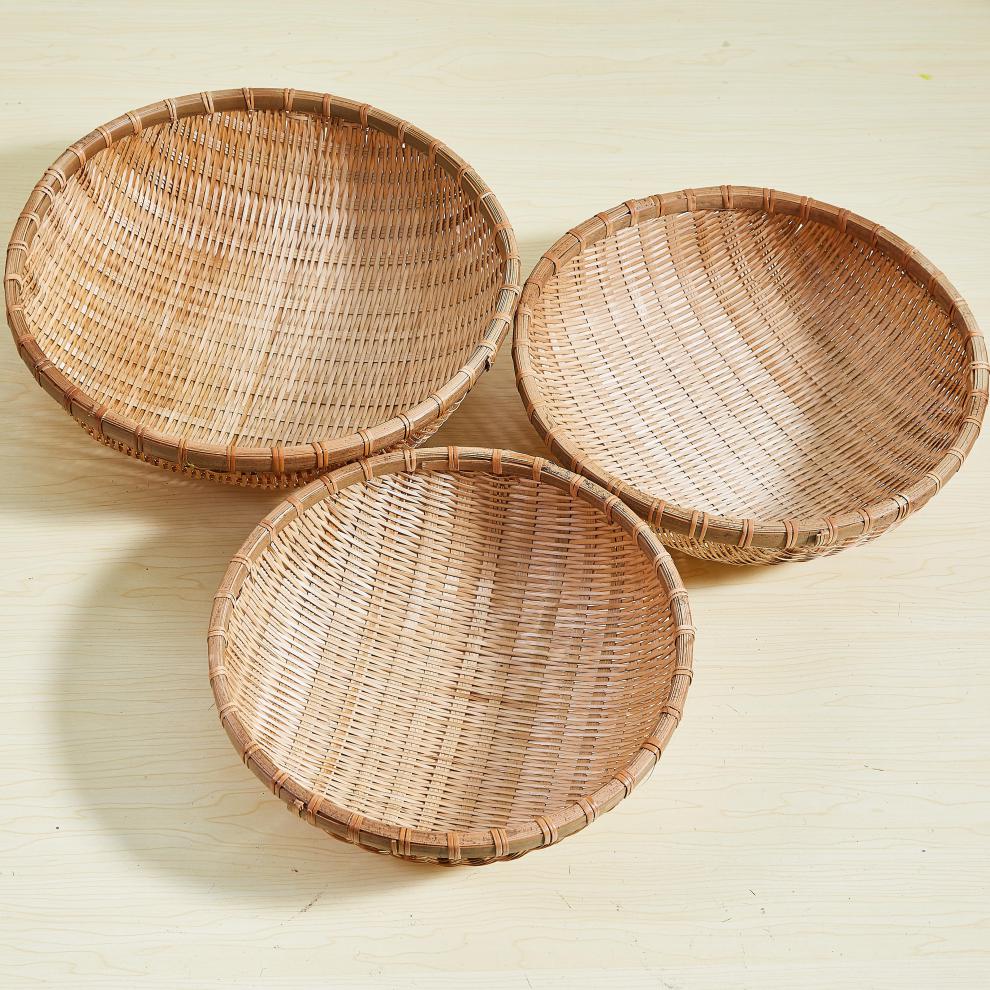 竹簸箕手工竹编簸箕筲箕馒头收纳筐竹制品篮子洗菜装水果道具表演奔新