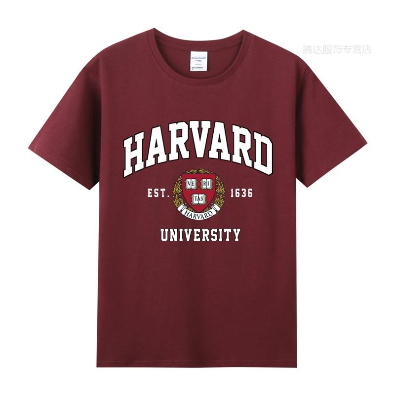 美国哈佛大学周边t恤harvard校服校园文化衫男女学生夏季班服短袖上衣