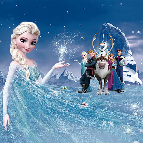 冰雪奇缘海报爱莎公主艾莎女王安娜海报贴画墙画墙纸 q 90*60cm【图片