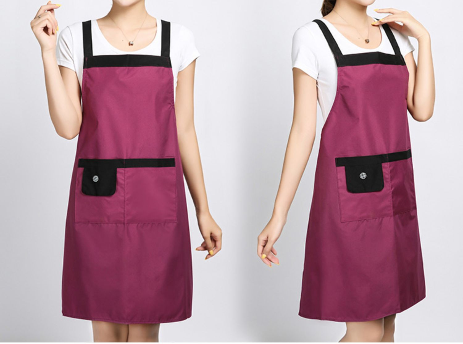 定做韩版围裙定制广告围裙diy可印字logo防水服务员围裙 绿色定制款