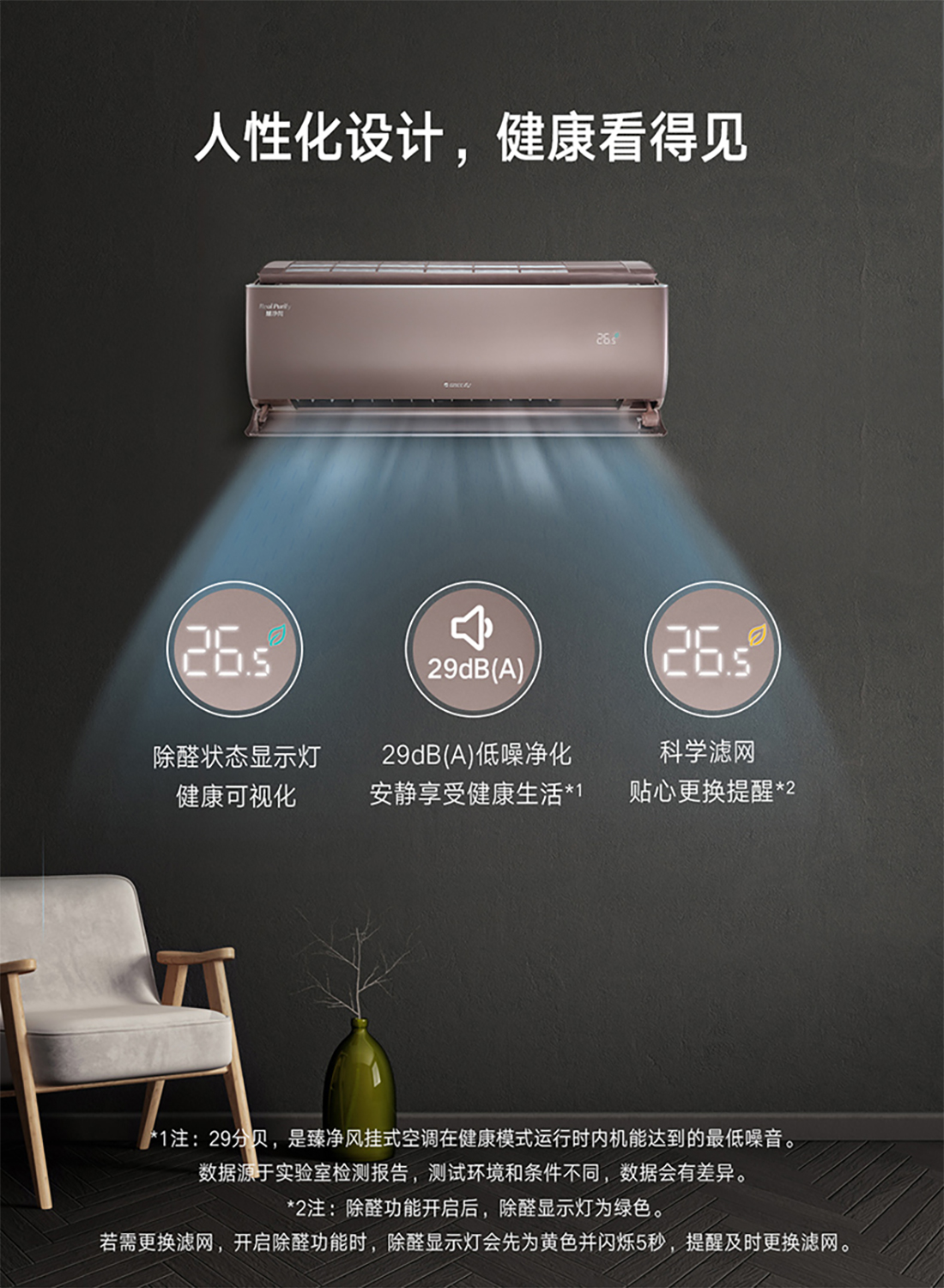 格力臻净风变频冷暖正15匹1级能效挂机除甲醛空调负离子净化空气高温