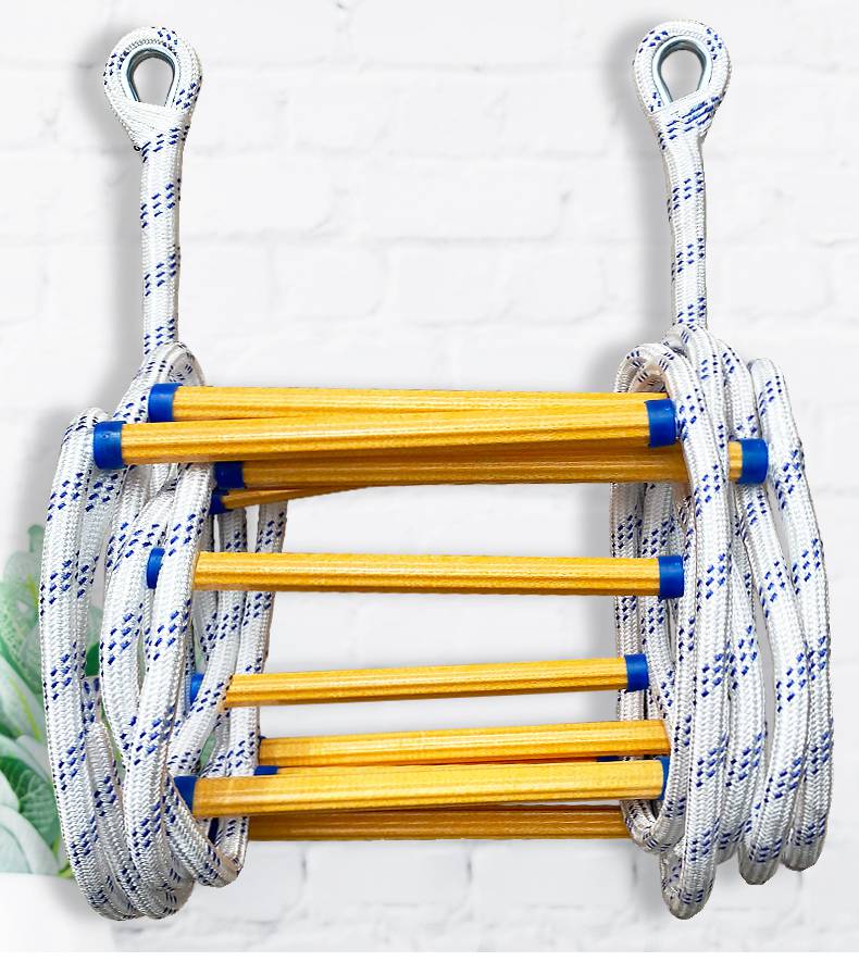 绳梯绳梯软梯消防绳火灾逃生梯户外攀爬梯子高楼救生挂梯固定5米