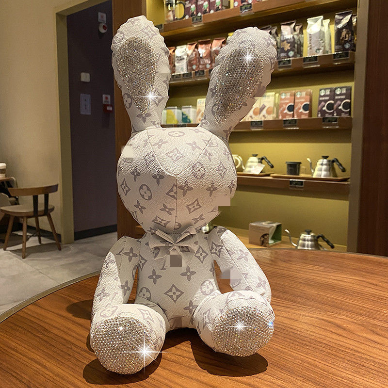 公仔娃娃玩偶摆件摆件机抓娃娃家居装饰品 白色mcm镶钻大兔子【图片