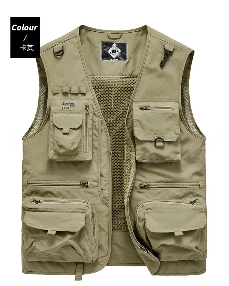 吉普jeep春季户外马甲男钓鱼背心男士坎肩多口袋工装摄影休闲外套男装
