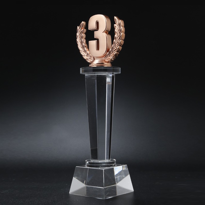 泓昀轩 水晶金属奖杯刻字定制比赛创意数字123二三名冠亚季军金银铜