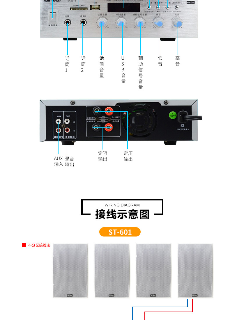 先科sast先科a66壁挂式音响餐厅室内店铺用蓝牙3d环绕吸顶广播音箱