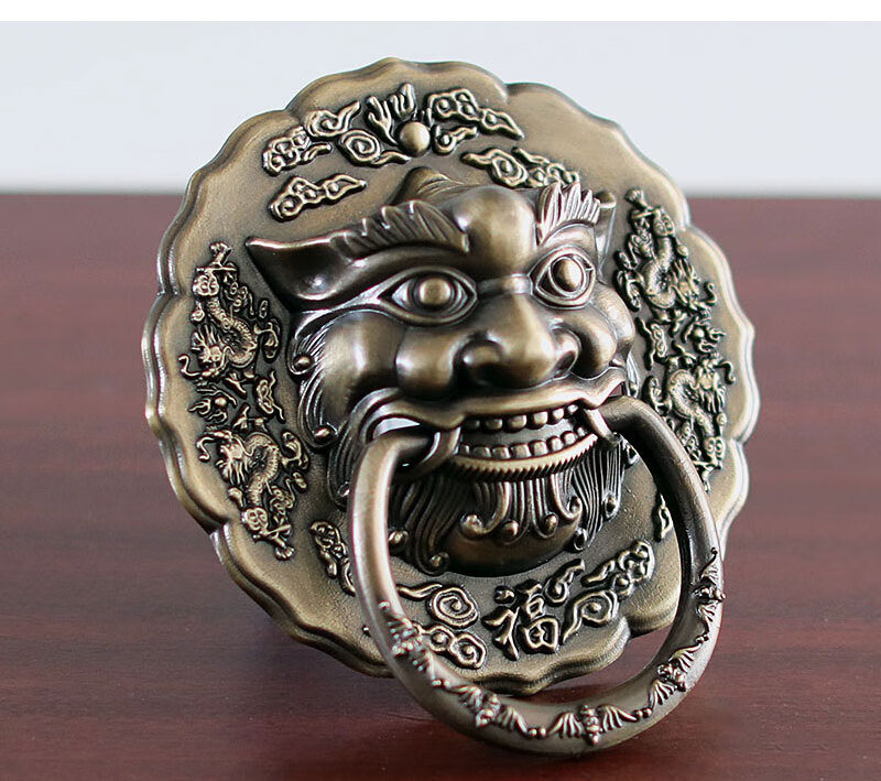 中式仿古纯铜兽头拉手大门狮子头虎头拉环复古典装饰木门环扣把手