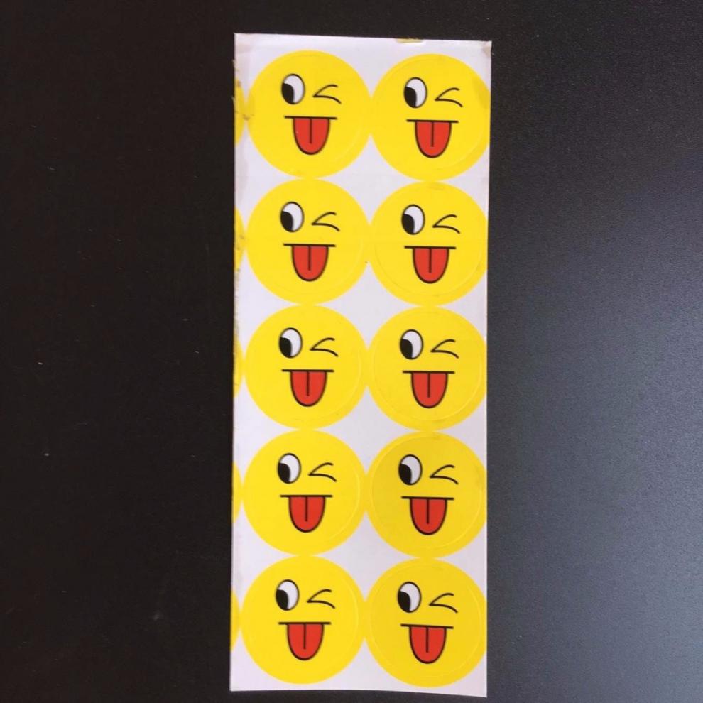 可爱大号笑脸贴纸简约脸贴微笑表情圆形活动道具奖励不干胶幼儿园5cm