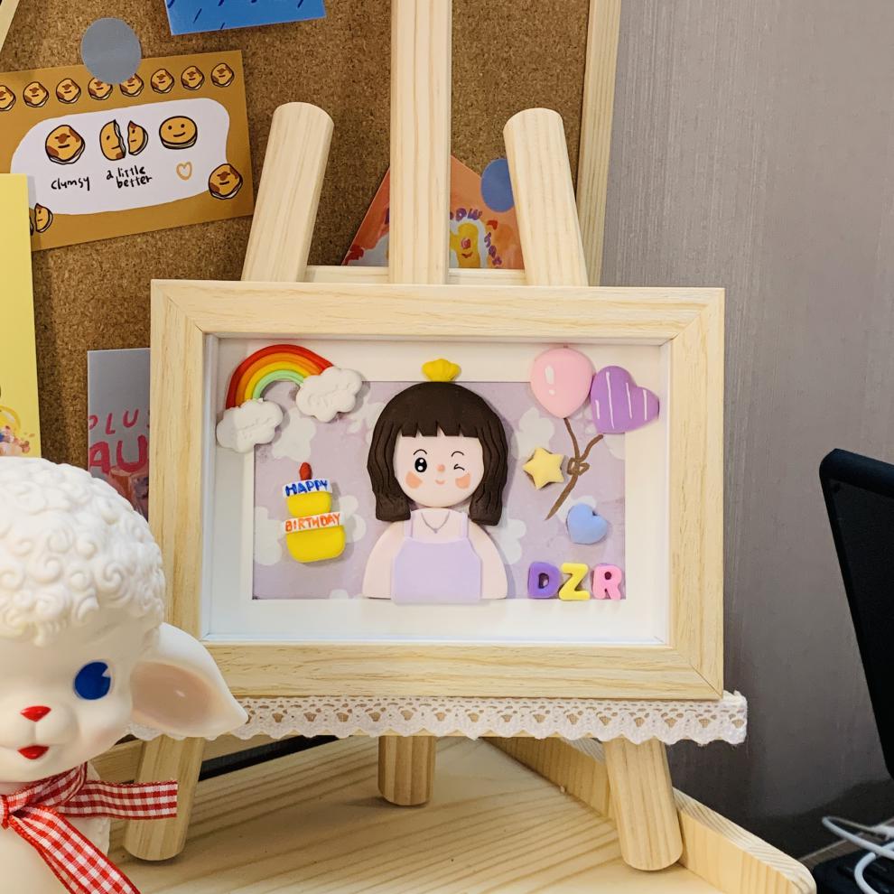 软陶相框定制小红书软陶黏土粘土人偶相框立体人物创意情侣礼物情人节