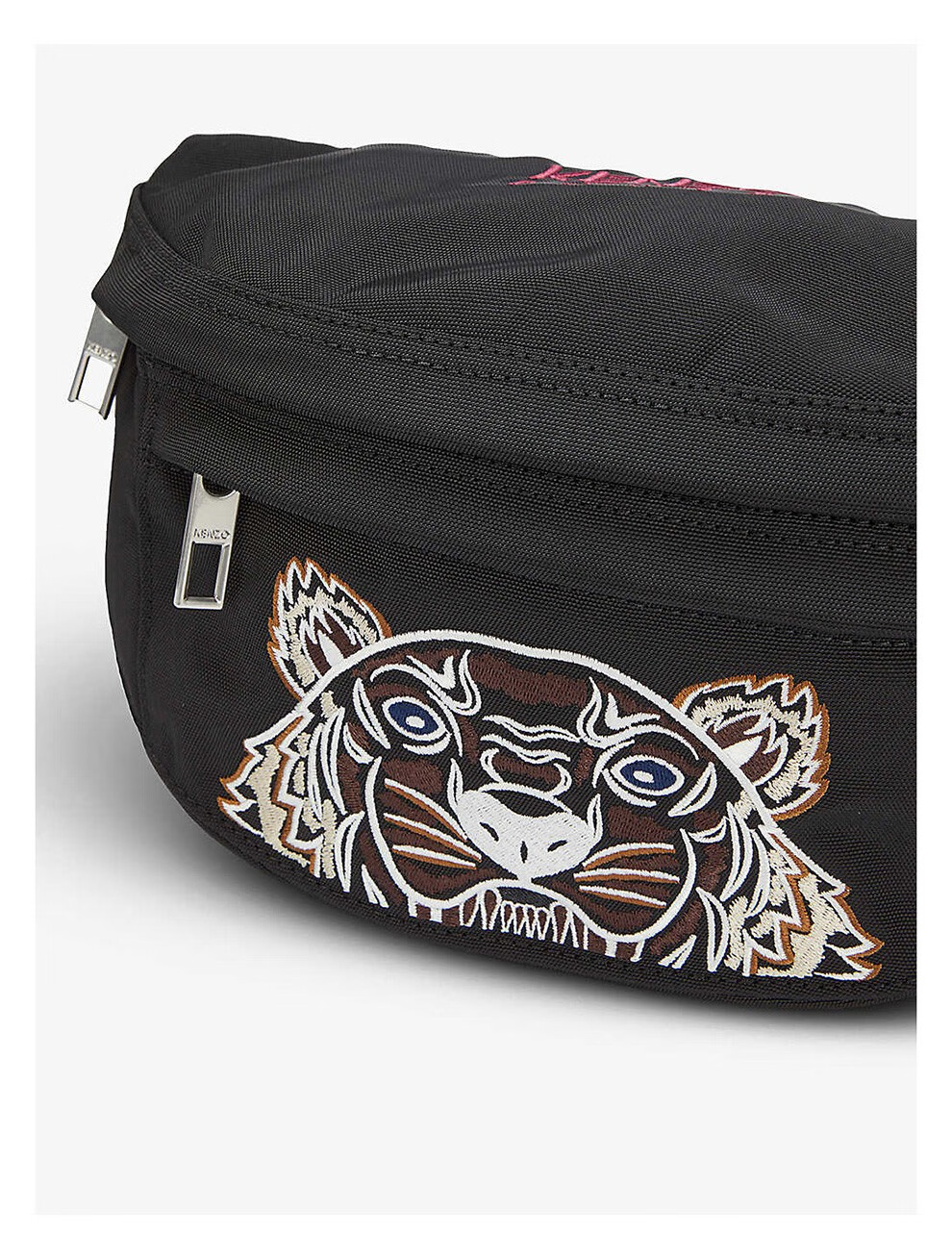 kenzo 高田贤三 男女通用织物虎头刺绣图案胸包斜挎包腰包 25品红色