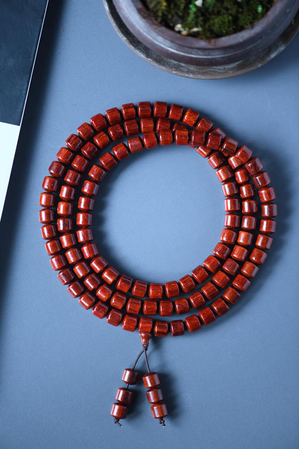 莆匠人 印度小叶紫檀108颗藏式桶珠手链紫檀高油密木质文玩手链佛珠